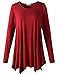 LARACE Womens Long Sleeve Flattering Comfy Tunic Loose Fit Flowy Top (3X, Wine Red)
