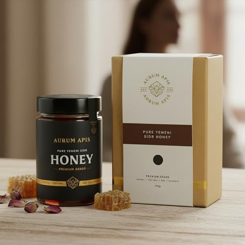 Aurum Apis Raw 100% Organic Honey Yemeni Sidr, Unfiltered Raw Honey, Hand Harvested | Non-GMO | Rich Nutrients | Natural Energy Source | Daily Wellness | Healthy Gift - 500g
