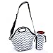 Orchidtent Lunch Bag Reusable Insulated Large Black Neoprene Lunch Box Waterproof Outdoor Travel Picnic Tote with Zipper and Adjustable Crossbody Strap For Women, Adults, Kids, Girls, and Teen Girls