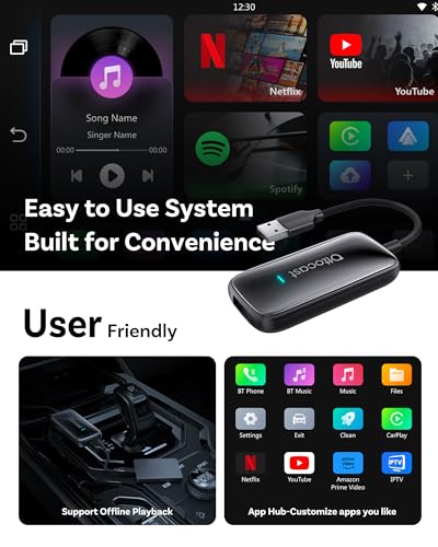 OTTOCAST Play2Video Ultra Adaptador Inalámbrico CarPlay y Android Auto, Convierte CarPlay/Android Auto con Cable a Inalámbrico, Conexión Automática, 5GHz WiFi, Plug & Play para Autos con Sistema OEM