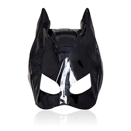 Women PU Leather Hood Mask Open Eyes Female Seduce Erotic Adult Flirting Game Play (Black)