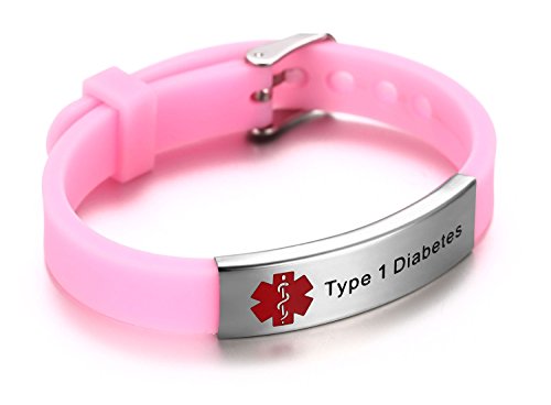 Type 1 Diabetes Medical Alert ID Bracelet for Kids Adult