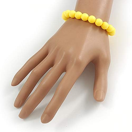 Avalaya 10mm Pineapple Yellow Acrylic Single Strand Bead Flex Bracelet - 18cm L - Image 3