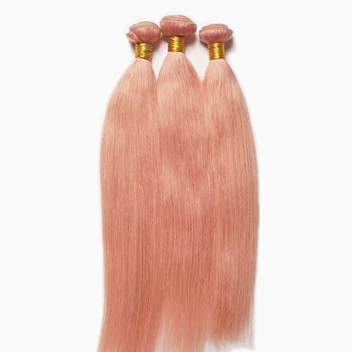 Stella Reina Pastel Pink Gold Hair Color Dye Brazilian Hair Body Wave Sew In Weaves 3 Bundles Rose Gold Blonde 100% Real Remy Virgin Human Extensions 18" 20" 22"