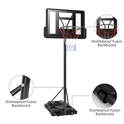 GYMAX Portable Basketball Hoop, 8.510ft Height Adjustable Basketball