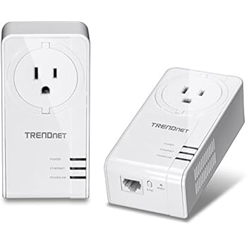 TRENDnet Powerline 1200 AV2 Adapter Kit with Built-in Outlet, 2 x TPL-421E Adapters, Gigabit Port, Plug and Play, MIMO, Beamforming, TPL-421E2K