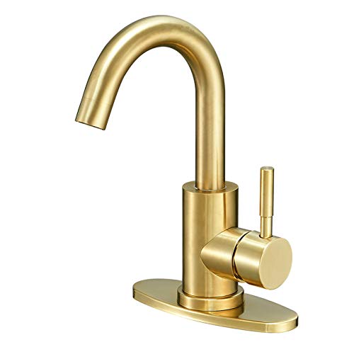 Hoimpro Modern Single Handle Wet Bar Sink Faucet with 6 Inch Cover