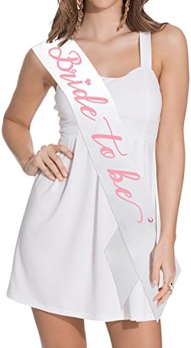 Zhenhui Bride To Be Sash - Rose Gold Bachelorette Party Decorations,(2018 New Design) Bridal Shower Favors with 2 Cute Pins,Perfect for Wedding Decorative Signs (White and Rose Gold, 33.54 inch)