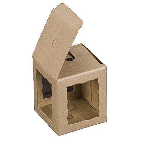 Pack of 25 Cake Pop Bakery Boxes with Window 1.75x1.75x2" inch - Natural Brown Kraft Paper Board Cardboard Display Packaging - Compostable and Eco Friendly - by California Containers (Brown)