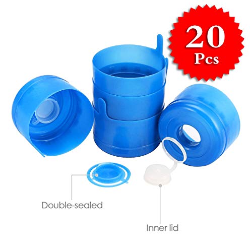 20 Pcs Non Spill Caps,Reusable 55 mm 3 and 5 Gallon Water Jugs Anti-Splash Bottle Caps