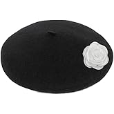 PURFANREE Women Winter Elegant Flowers Beret Wool French Beanie Hat Artist Painter Hats Cap