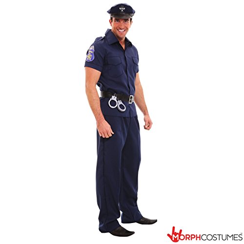 Mens Policeman Detective Uniform Shirt Fancy Dress Costume - 5 Piece Quality Costume