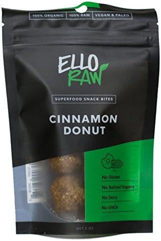 Ello Raw Superfood Snack Bites, Cinnamon Donut, Gluten-Free, Dairy-Free, Vegan, Organic, 2.0 Ounces