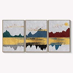 Framed Canvas Wall Art for Living Room, Bedroom Abstract Landscape Dream Place Canvas Prints for Home Decoration Ready to Hanging - 16"x24"x3 Panels