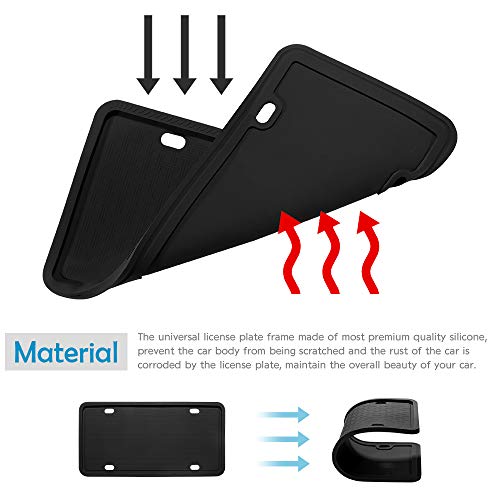 Manelord License Plate Frame - Silicone Version License Plate Frame with Anti-Impact, Waterproof, Shockproof for Automotive License Plate - Thumbnail 2