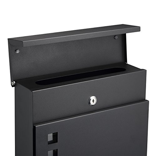 Mari Home Wall Mounted Letter Box Newspaper Holder Large, Steel Metal