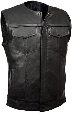 LEATHER KING MOTORCYCLE CLUB VEST COLLARLESS WITH ZIPPER AND SNAPS (5X)