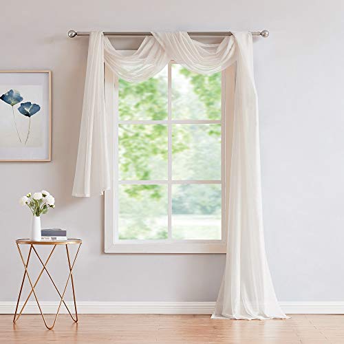Warm Home Designs Extra Long 54" (Width) x 216" (Length) Sheer Light Beige Window Scarf. All Premium Valance Scarves are Great for Any Window, Bed, Wall or Other DIY Project. K Light Beige 216"