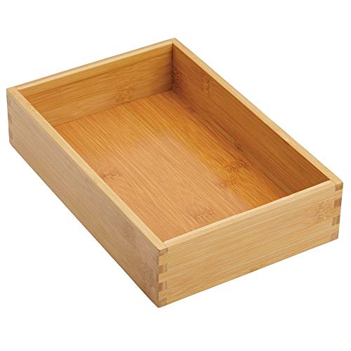 mDesign Bamboo Office Desk Drawer Organizer Tray Bin