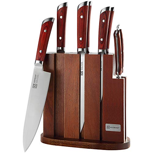 KEEMAKE Kitchen Knife Set With Block,German Stainless Steel Chef Knife