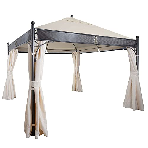 Mendler Ersatz-Bezug für Dach Pergola Pavillon HWC-A38, Ersatzbezug, 3,5x3,5m 250g/m² UV30+ - Creme – Bild 5