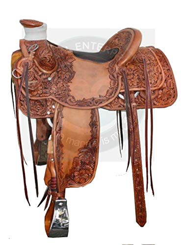 ME Enterprises Youth Child Wade Tree A Fork Premium Western Leather Roping Ranch Work Pony Miniature Horse Saddle, Size 10 to 12 (12″ Inches Seat)