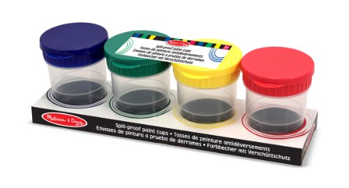 Melissa & Doug Spill-Proof Paint Cups - 4-Pack, Airtight Seal, Snap Lids