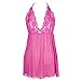 ENJOYNIGHT Women's Sleepwear Plus Size Mini Dress Lingerie Lace Nightwear (2X-large, Rose Red)