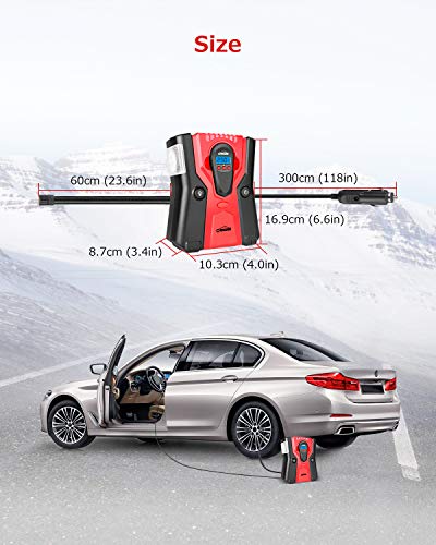 Oasser Air Compressor Tire Inflator 2-in-1 Multi-Functional Air Pump for Cars Motorcycles Bicycles and Other Inflatables with 120W Detachable Digital Pressure Gauge 12V P7