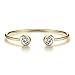 ISAACSONG.DESIGN Rose Gold Silver Tone Cuff Bangle Bracelet Zirconia Crystal Stone Jewelry for Women (Yellow Gold)