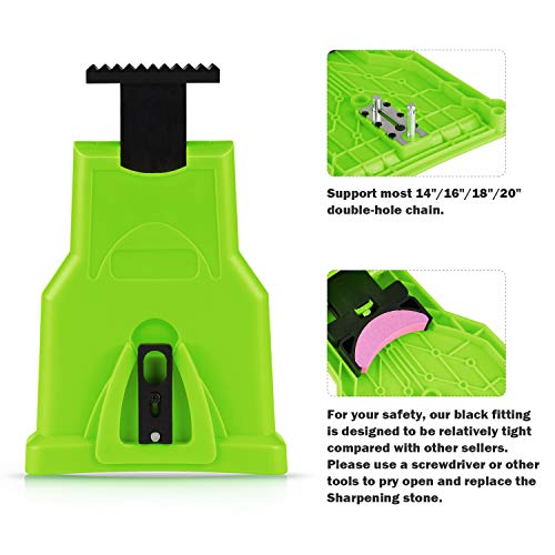 Oak Leaf Chainsaw Sharpener, Portable Teeth Chainsaw Sharpener Chain Saw Blade Sharpener with a Sharpening Stone, Green (Only Fit Chainsaw Bar with 2 Holes) - Thumbnail 2