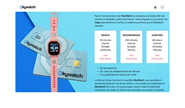Tarjeta SIM OkyWacth SIN permanencia, Sin Coste de establecimiento de  Llamada, Roaming Incluido localizadores/rastreadores GPS, Smartphones,  teléfonos móviles y Dispositivos gsm !! : Amazon.es: Electrónica
