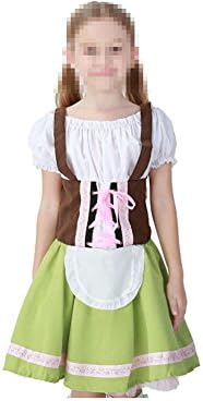 Girls Oktoberfest Costume Beer Maid Dress Beergirl Cosplay Uniform Bar Waitress Dress Green Sizes S-XL