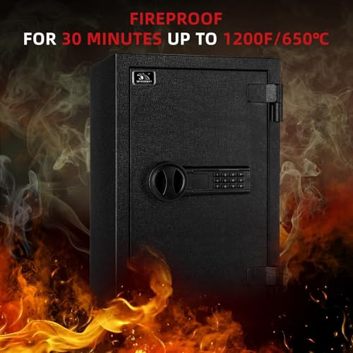 Heavy Duty Large Fireproof Safe, 1.8 Cubic Feet Home Safe Box – Sturdy Steel Digital Safe with Keypad Lock for Home Office Business Use
