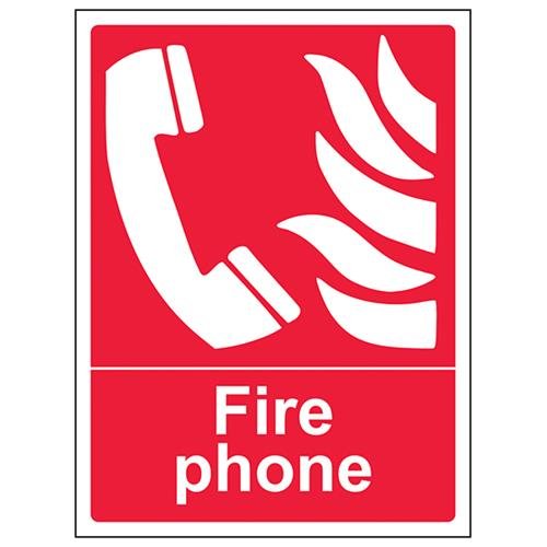 VSafety Fire Phone Sign - Portrait - 150mm x 200mm - 1mm Rigid Plastic
