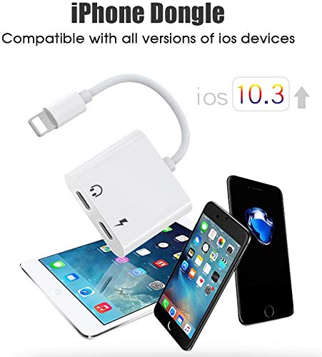 Headphones Jack Adapter for iPhone Adapter Charger and Headphones for iPhone Earphone Dongle Compatible with iPhone 7/8/X/XR/11/SE Audio & Charger & Call & Remote Control Support All iOS System