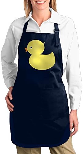 Dogquxio Cartoon Chick Kitchen Helper Professional Bib Apron With 2 Pockets For Women Men Adults Navy