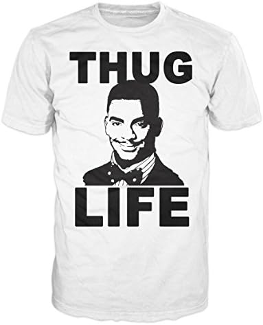 Dalesbury Thug Life Carlton Swag Funny T-Shirt (White) (L)