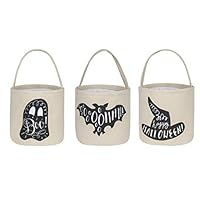 Halloween Trick or Treat Bucket - Daneyc Festive Party Decoration Candy Basket Tote Bag for Kids (3PACK + white)