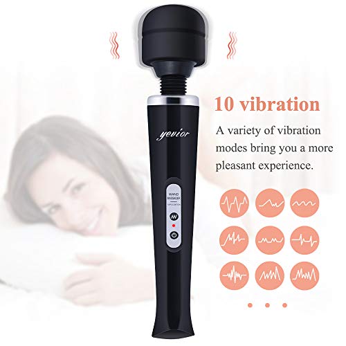 YEVIOR Cordless Personal Wand Electric Massager with 10 Powerful Pulse