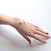 TQS Imitation Pearl Bracelet Bangle Cuff Adjustable Plated Silver Bangles for Mom