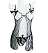 Eternatastic Women Mesh Cupless Babydoll Sleepwear Lingerie Set Thong Black XXL