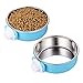 DeaLott Crate Dog Bowl, Removable Stainless Steel Coop Cup Hanging Pet Cage Bowl Large Water Food Feeder for Dogs Cats Rabbits,Birds-Blue