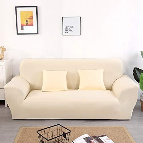 HOTNIU 1-Piece Stretch Sofa Couch Covers Universal Fitted Sofa Arm-chair Slipcover Love Seat Furniture Protector (2 Seater,Beige) - Image 3