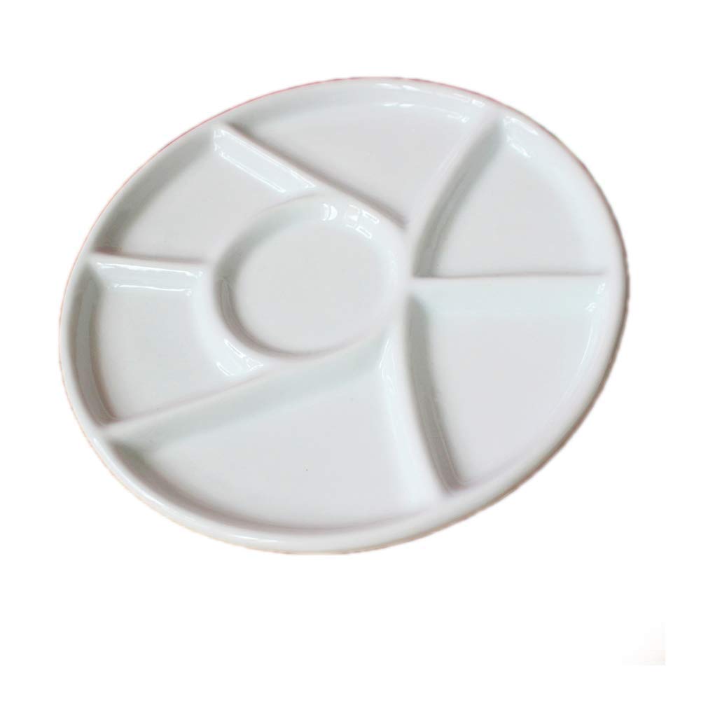 Chiloskit Ceramic Watercolor Palette Tray Porcelain Watercolor Painting Porcelain Palette for Painters Students or Art Studio (Round(9"))