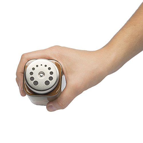 Adjustable Glass Spice Jars- Set of 6 Seasoning Shaker Rub Container Tins with 6 Pouring Sizes - //coolthings.us