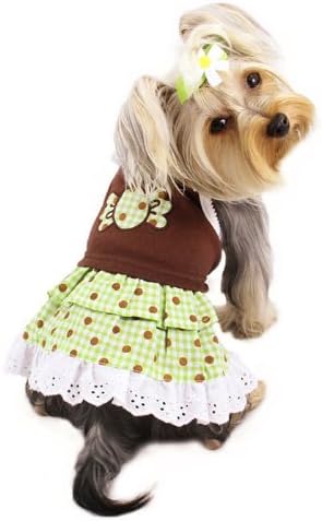 Adorable "Chocolate Mint Candy" Dog Sundress with Lace Trims Sizes: Large