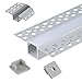 Plaster-in Trimless LED Aluminum Channel 6-Pack 1m/3.3ft with Flange for LED Strip Installation, Drywall Aluminum Profile with Clip-in Diffuser and End Caps