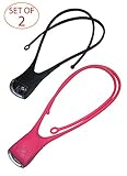 SLEEKLIGHTING LED Silicone Hands Free Neck Light - Great for Hiking, Grilling, Work, Camping - Pack of 2 Black and Pink