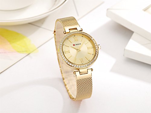 Hermoso Reloj Curren, Reloj de Cuarzo de Moda Casual para Mujer Crystal Design Lady Gift relogio Feminino - Imagen 4